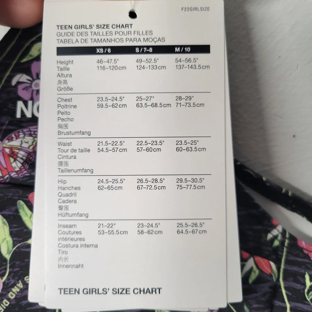 North Face Girls Never‎ Stop Bralette XL 14/16 Black Floral Athletic Performance